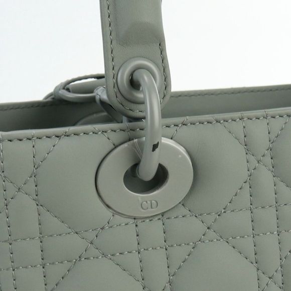Dior Lady Dior Grey Leather Handbag (Pre-Owned) - Picture 9 of 12